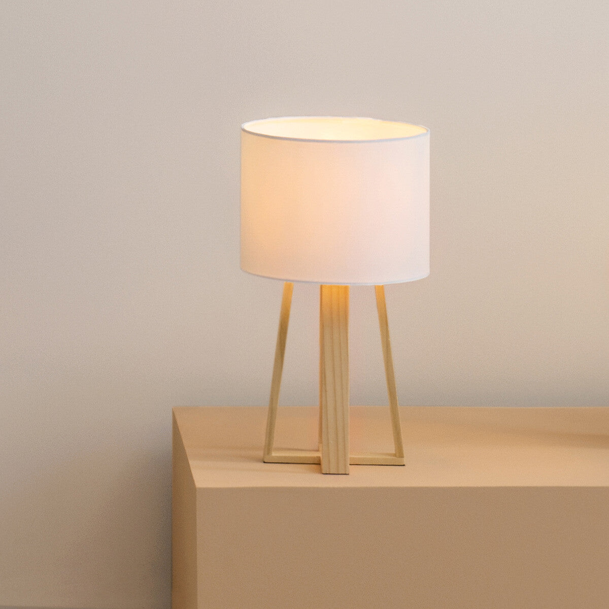 Lampa 20x34,5cm poliester/pamuk/drvo