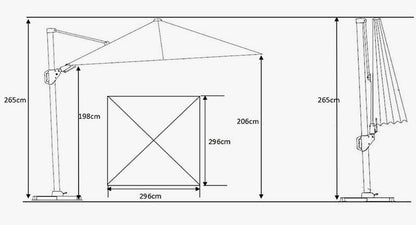 Challenger T2 Suncobran 300x300cm Izblijedjela Crna